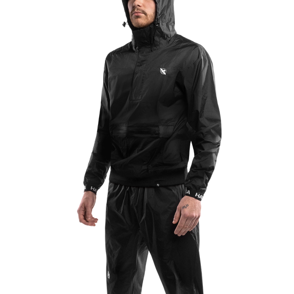 Everlast Hooded Sauna Suit - Large/X-Large - Black, Sauna Suits